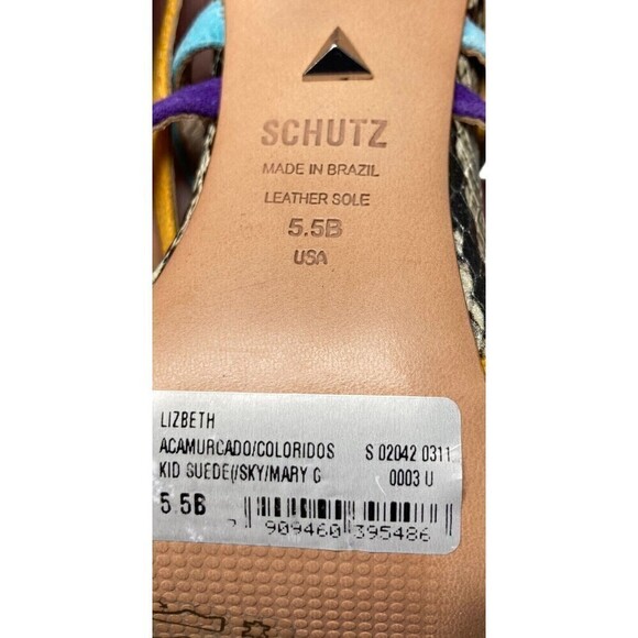 Schutz Multi Color Lizard Print Ankle Strap Open Toe Stiletto Size 5.5B NEW - Picture 8 of 9